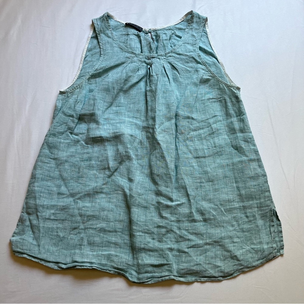OSKA blue green linen sleeveless tank top